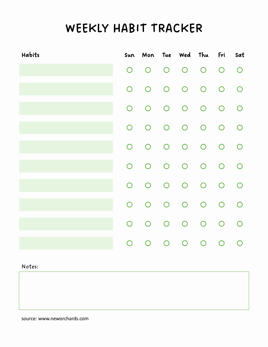 Free Customizable Weekly Habit Tracker (Word)