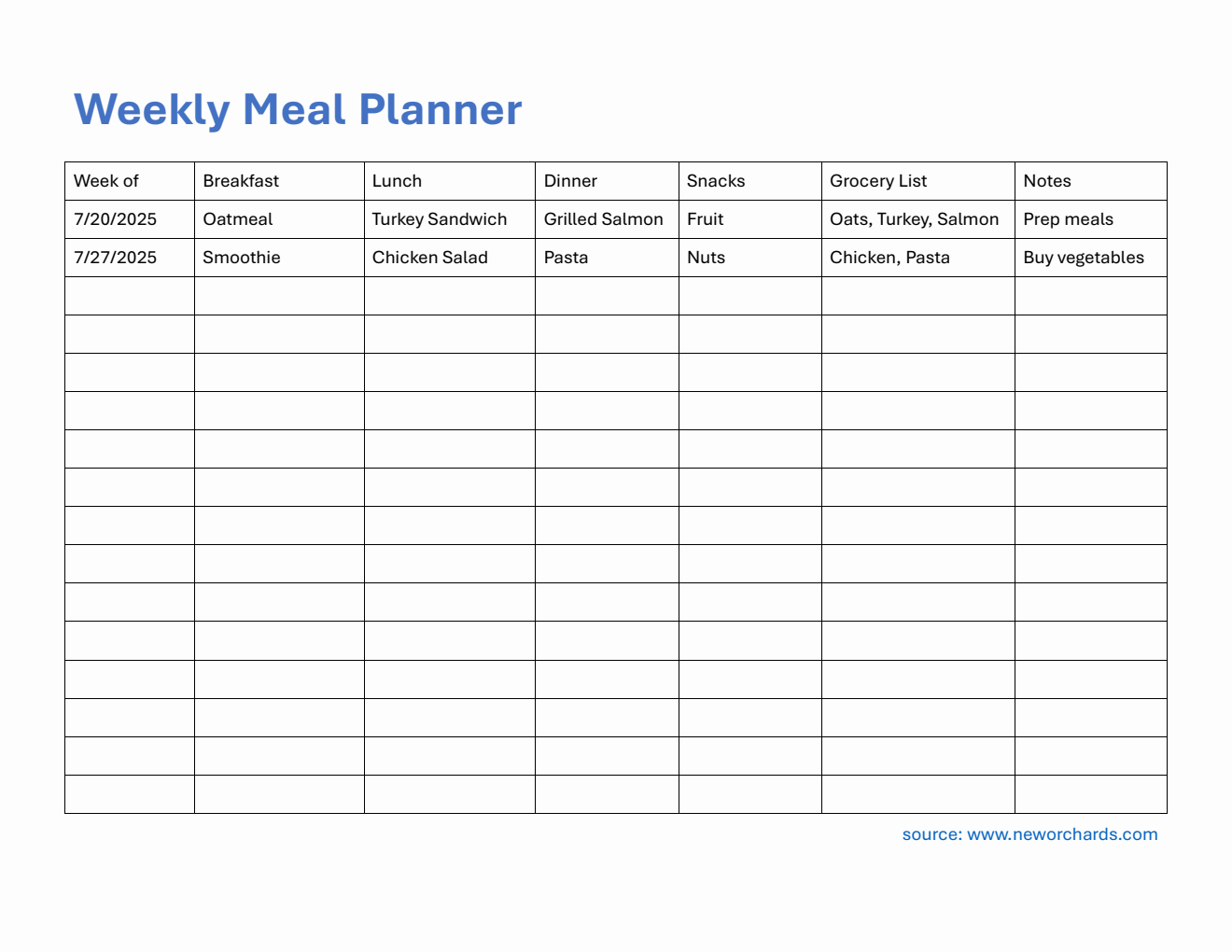 Free Weekly Meal Planner Templates (PDF, Word, Excel)