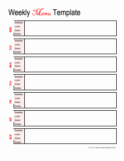 Weekly Menu Template | Free Download in Excel (Green)