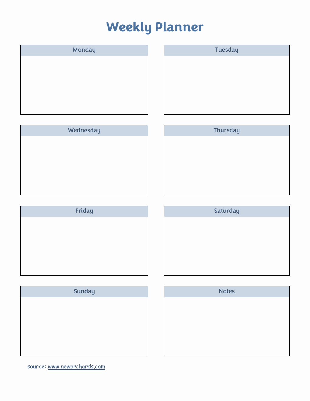 Free Basic Weekly Planner Template (PDF)