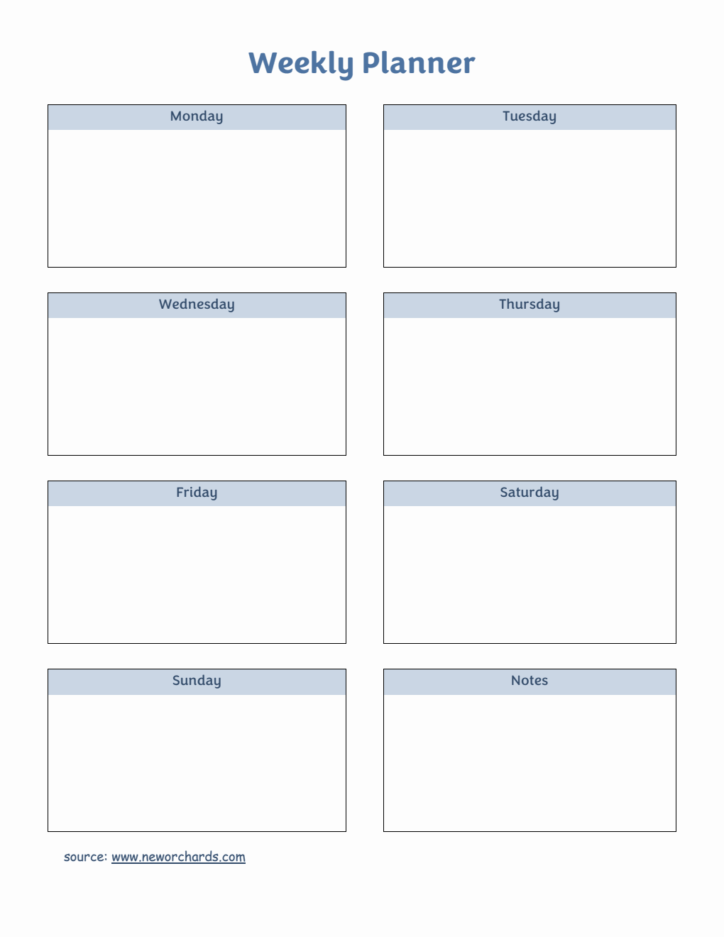 Free Basic Weekly Planner Template (Word)