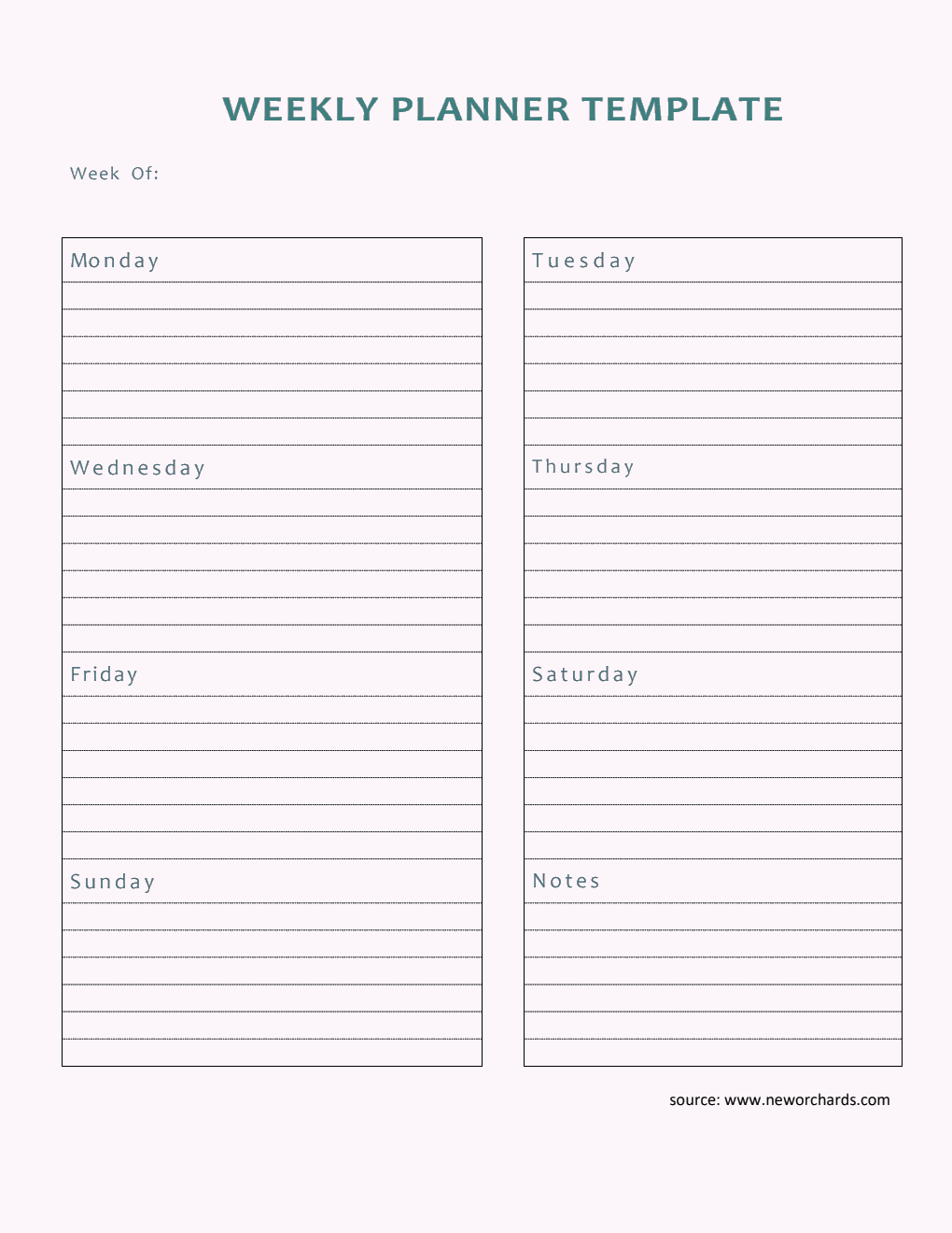 Free Weekly Planner Template Word