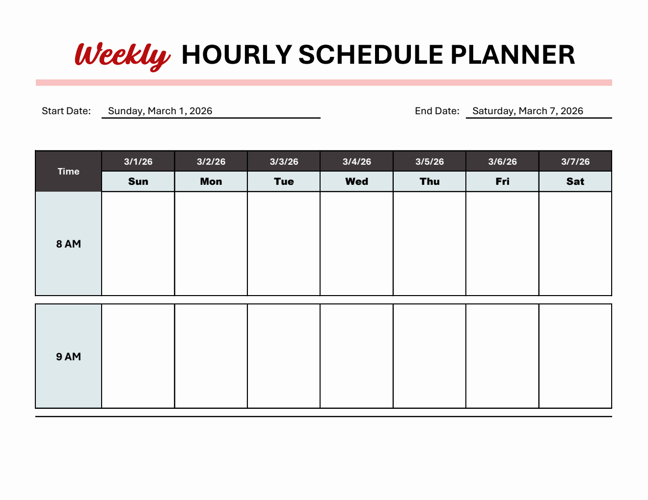 Free Excel Daily Planner Templates