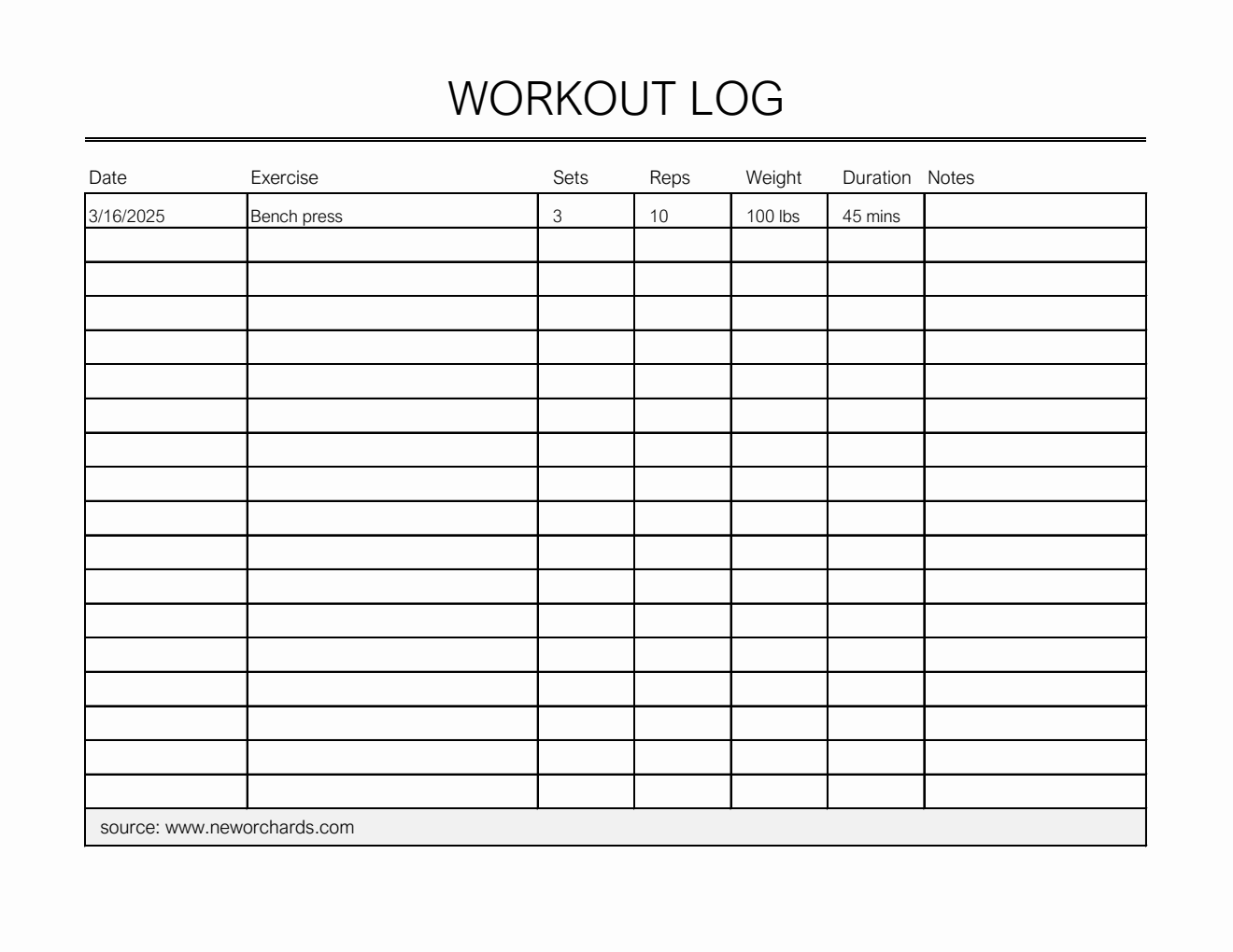 Free Exercise Tracker Templates (PDF, Word, Excel)