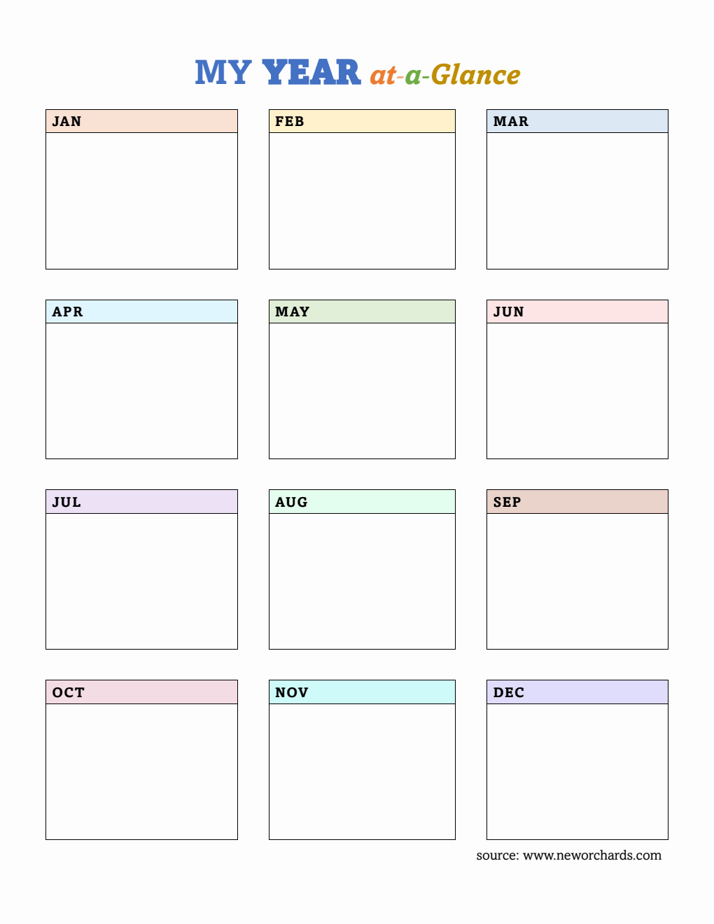 Free  Year-at-a-Glance Template (Word)