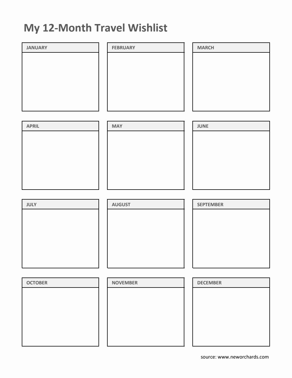 Simple Yearly Travel Planner - Free PDF Download